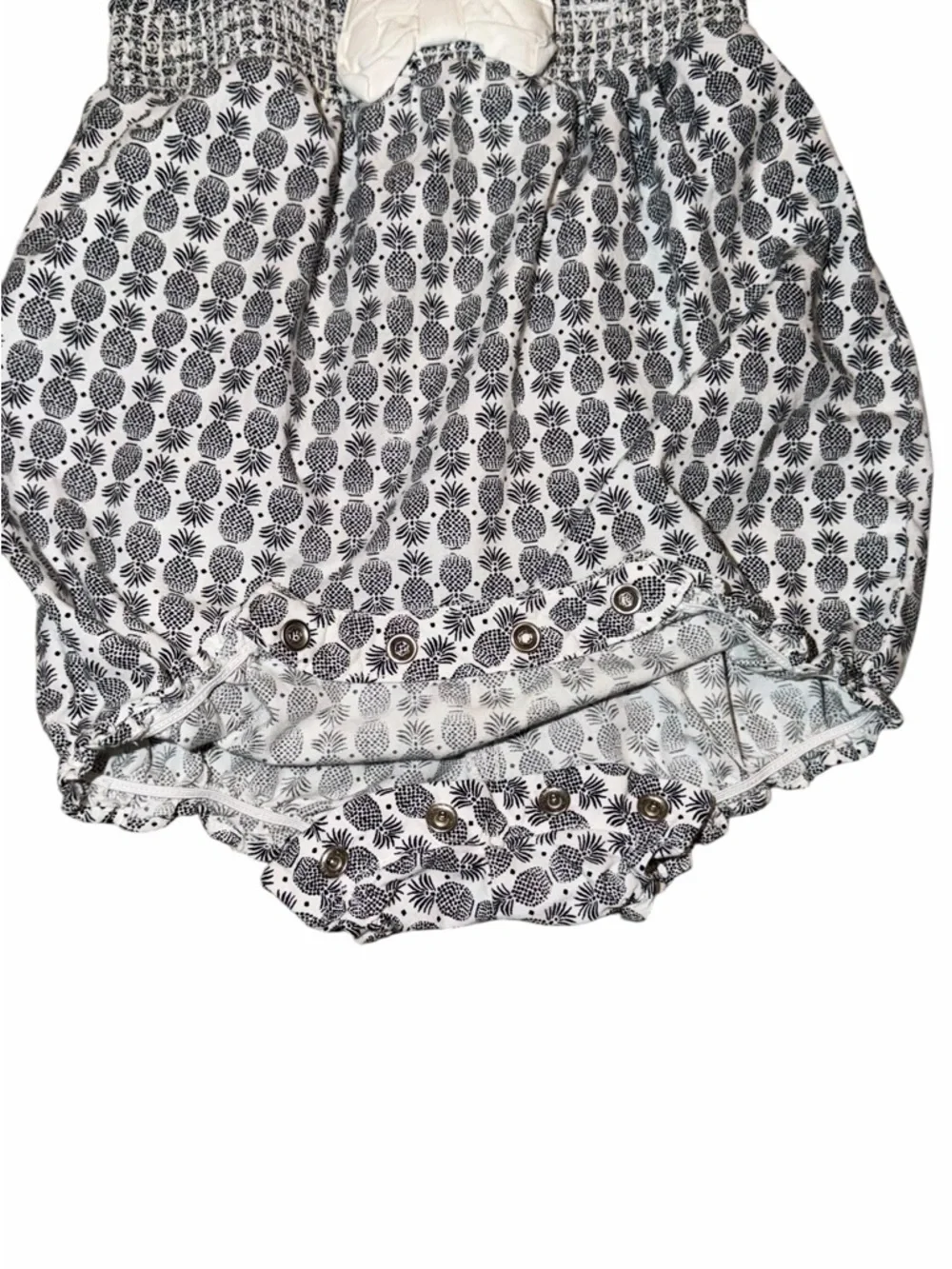 Janie and Jack Black & White Pineapple Print Bubble Romper - Size 6-12 Mo Girls